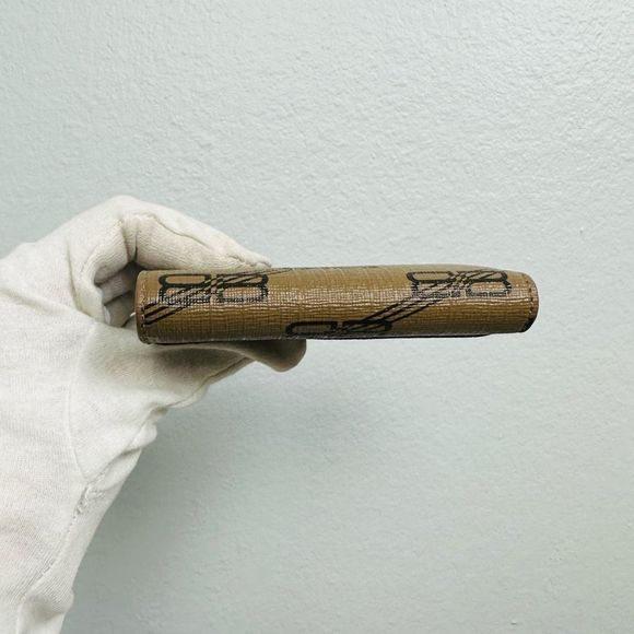 Balenciaga Signature BB Monogram Tan Brown Small Compact Wallet - Picture 5 of 11